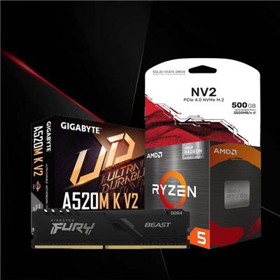 Combo Amd Nivel 1  A520M-K V2+ Ryzen 5 5600g+2x8 3200mhz+ 500Gb Nv2